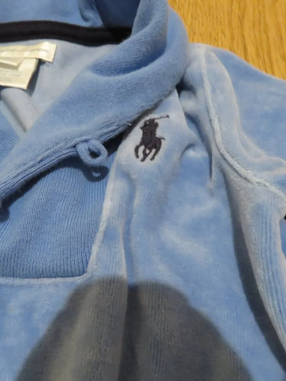 RALPH LAUREN Shawl Collar Baby Velour Footed Coverall Blue 6 Months Warm Winter